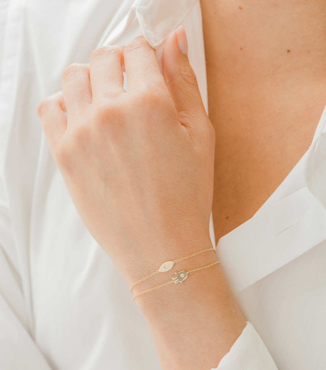 14K Gold Diamond Evil Eye Bracelet (Choice of White, Rose or Yellow Gold),  Jewish Jewelry | Judaica WebStore